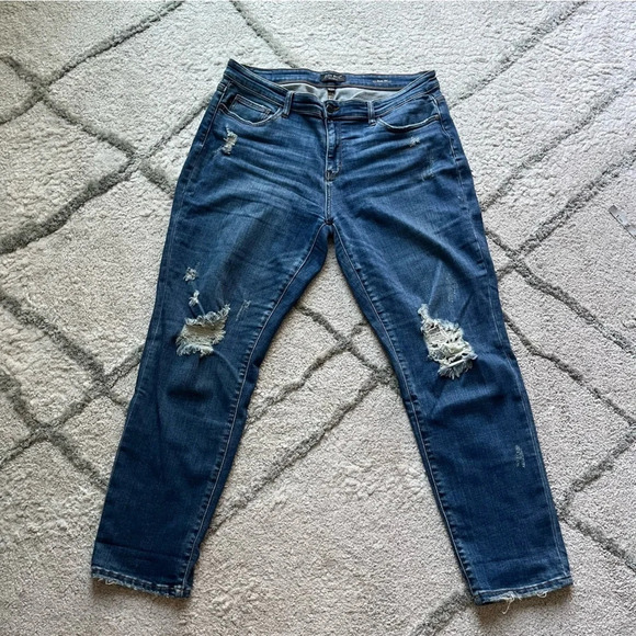 Judy Blue Denim - Judy Blue jeans slim fit mid rise dark wash distressed 32